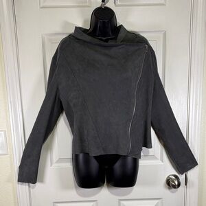 BLANKNYC Women’s Gray Asymmetrical Moto Zip Jacket Size Medium